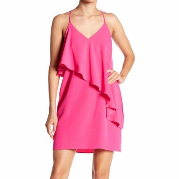 NWT A By Amanda Uprichard Ruffle Halter Mini Dress Pink S - Picture 1 of 11